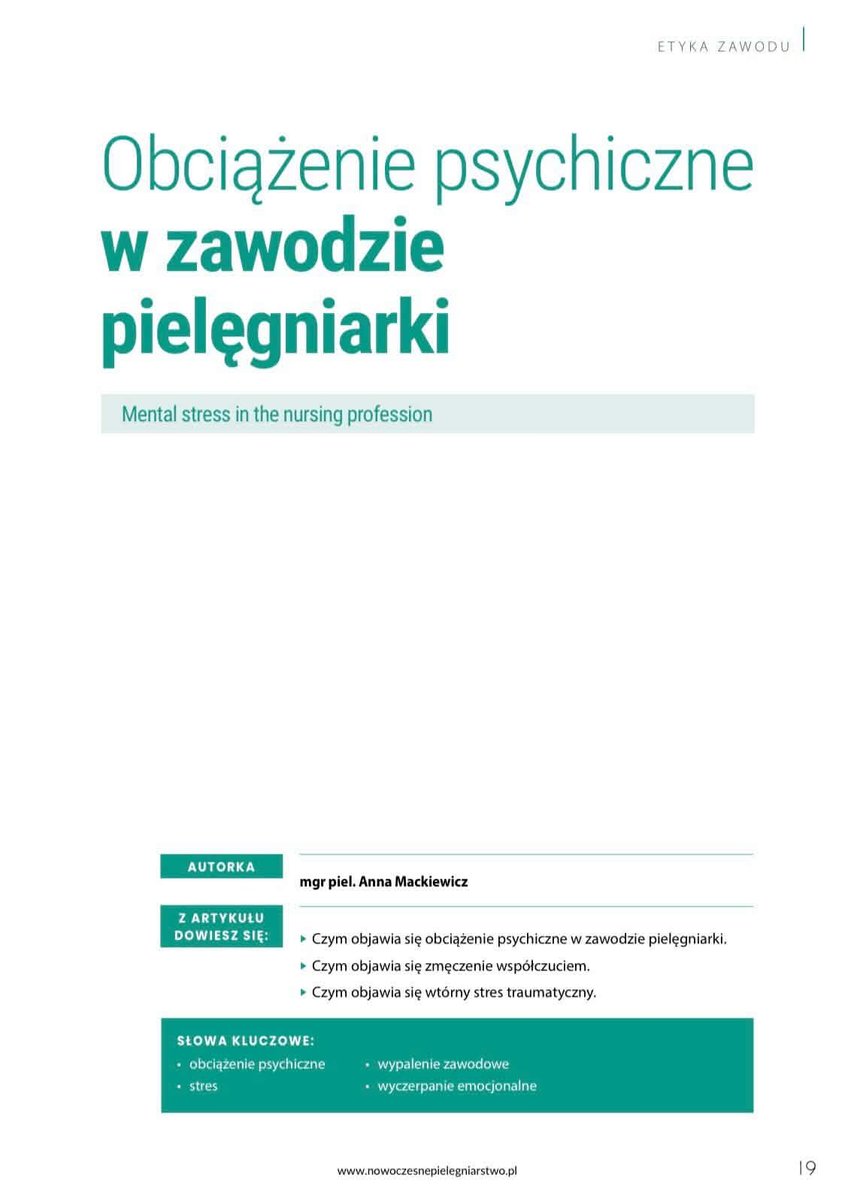 Obciążenie psychiczne w zawodzie pielęgniarki